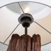 Design Tischlampe ROUSILIQUE 60cm natur weiß rund Treibholz handgearbeitet