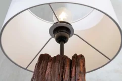 Design Tischlampe ROUSILIQUE 60cm natur weiß rund Treibholz handgearbeitet