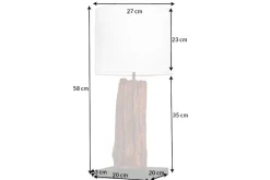 Design Tischlampe ROUSILIQUE 60cm natur weiß rund Treibholz handgearbeitet