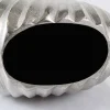 Design Tischlampe SHELL 60cm silber schwarz Metall Stoffschirm maritim