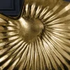 Design Tischlampe SHELL 60cm gold schwarz Metall Stoffschirm maritim