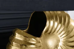 Design Tischlampe SHELL 60cm gold schwarz Metall Stoffschirm maritim