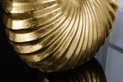 Design Tischlampe SHELL 60cm gold schwarz Metall Stoffschirm maritim