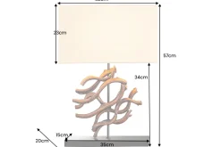 Design Tischlampe WAVE 60cm natur Massivholz handmade beige Baumwollschirm