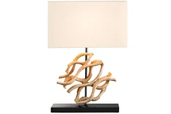 Design Tischlampe WAVE 60cm natur Massivholz handmade weiß Baumwollschirm