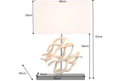 Design Tischlampe WAVE 60cm natur Massivholz handmade weiß Baumwollschirm