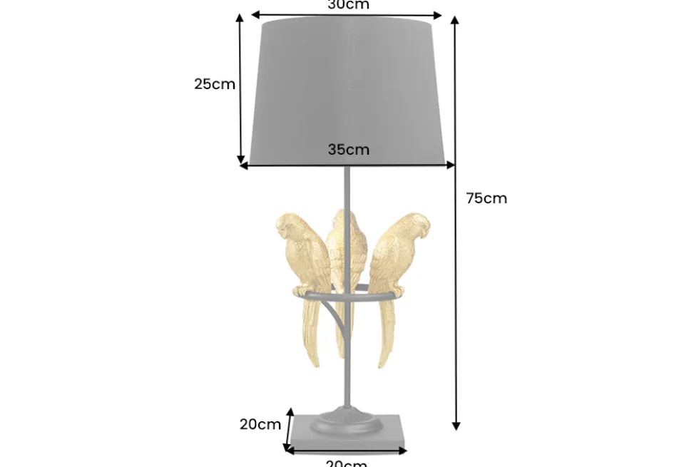 Design Tischlampe WILDLIFE 75cm schwarz gold rund Papagei Skulpturen mit Marmor-Fuß