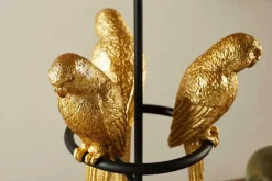 Design Tischlampe WILDLIFE 75cm schwarz gold rund Papagei Skulpturen mit Marmor-Fuß