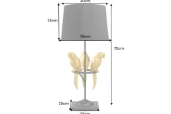 Design Tischlampe WILDLIFE 75cm schwarz türkis rund Papagei Skulpturen mit Marmor-Fuß