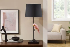 Design Tischlampe WILDLIFE 75cm schwarz terracotta rund Papagei Skulptur