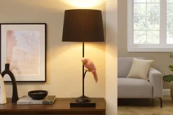 Design Tischlampe WILDLIFE 75cm schwarz terracotta rund Papagei Skulptur