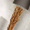 Design Treibholz Stehlampe EUPHORIA 180cm grau mit Leinenschirm