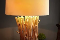 Design Treibholz Stehlampe EUPHORIA 180cm natur mit Leinenschirm