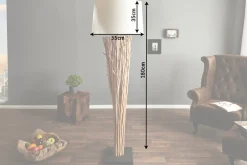 Design Treibholz Stehlampe EUPHORIA 180cm natur mit Leinenschirm