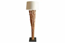 Design Treibholz Stehlampe EUPHORIA 180cm natur mit Leinenschirm