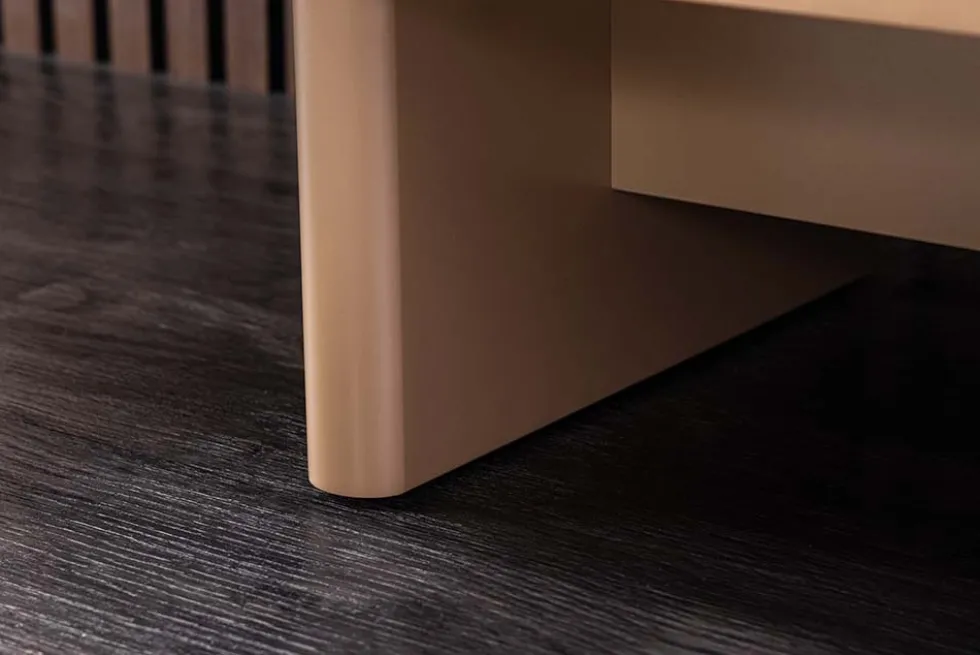 Design TV Board SAVOY 150cm grau beige greige Travertin Keramik mit Schublade 3D-Front