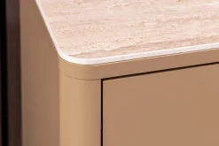 Design TV Board SAVOY 150cm grau beige greige Travertin Keramik mit Schublade 3D-Front