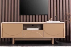 Design TV Board SAVOY 150cm grau beige greige Travertin Keramik mit Schublade 3D-Front