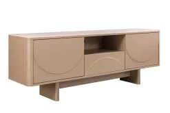 Design TV Board SAVOY 150cm grau beige greige Travertin Keramik mit Schublade 3D-Front