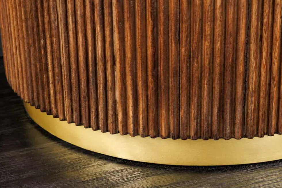 Design TV-Board GATSBY 170cm braun gold Mangoholz weiße Marmorplatte Lowboard