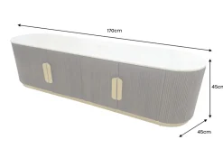 Design TV-Board GATSBY 170cm braun gold Mangoholz weiße Marmorplatte Lowboard