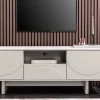 Design TV-Board SAVOY 150cm kaschmir weiß Marmor Keramik mit Stauraum und 3D-Front