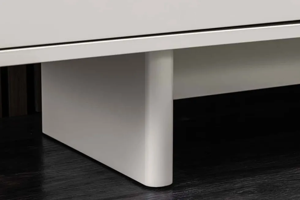 Design TV-Board SAVOY 150cm kaschmir weiß Marmor Keramik mit Stauraum und 3D-Front
