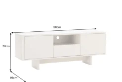 Design TV-Board SAVOY 150cm kaschmir weiß Marmor Keramik mit Stauraum und 3D-Front