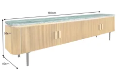 Design TV-Board VENEZIANO 160cm messing grün Marmorplatte Mangoholz Retro