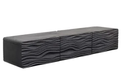 Design TV-Board WAVE 160cm schwarz Mangoholz mit 3D Schnitzereien hängend