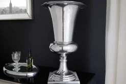 Design Vase GOAL 60cm silber Pflanzen Pokal Aluminium