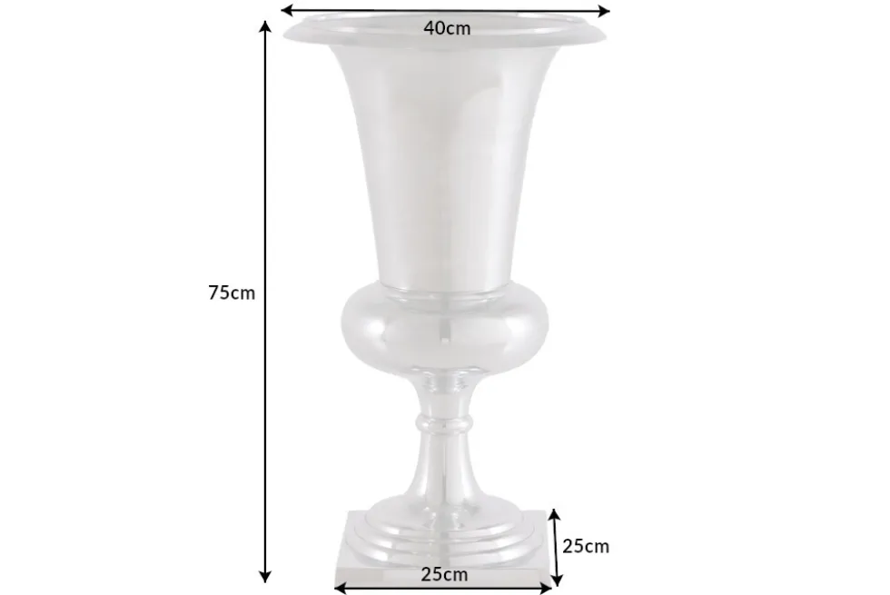 Design Vase GOAL 75cm silber Pflanzen Pokal Aluminium