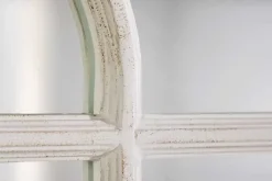 Design Wandspiegel CASTILLO 100cm weiß Landhausstil Fensterspiegel Rundbogen Shabby Chic