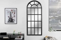 Design Wandspiegel CASTILLO 140cm schwarz Landhausstil Fenster
