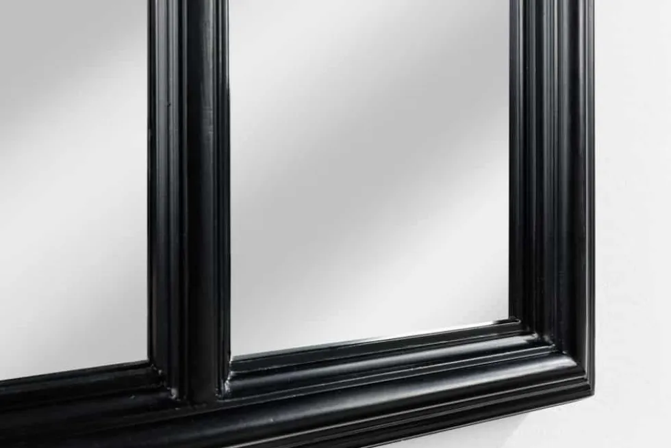 Design Wandspiegel CASTILLO 140cm schwarz Landhausstil Fenster