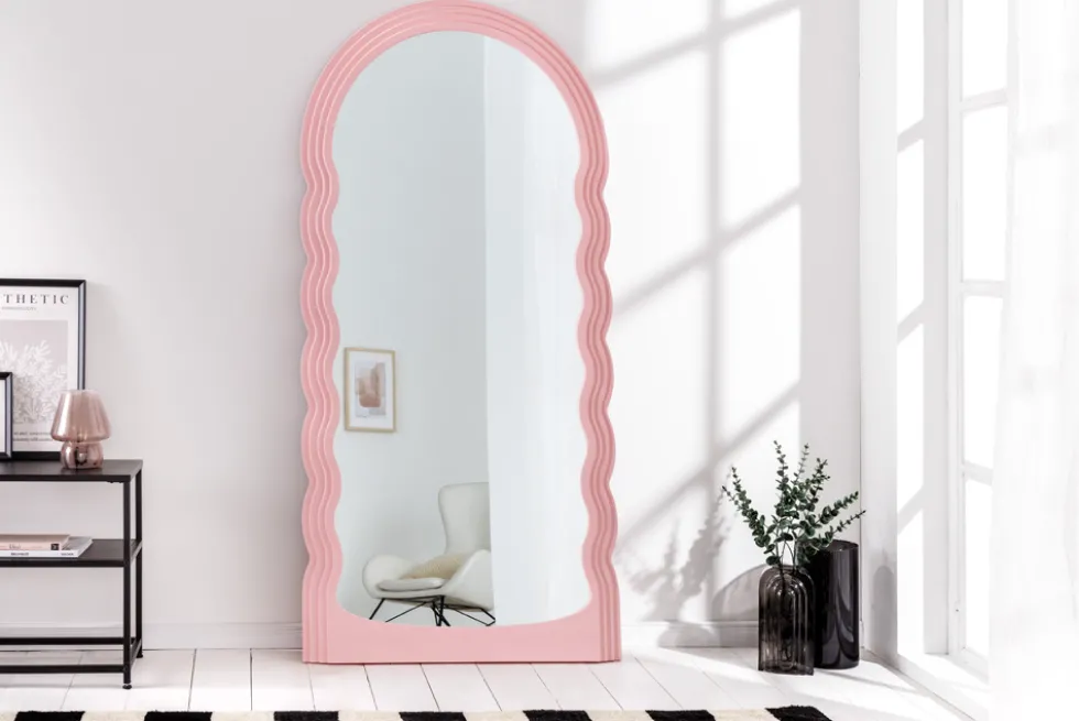 Design Wandspiegel WAVE 160cm rosa