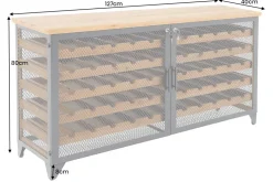 Design Weinboard BODEGA 130cm natur schwarz Tannenholz Metall Flaschenregal