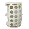 Design Weinfass BODEGA WHITE 70cm weiß gold Pinie Flaschen Gläseraufhängung