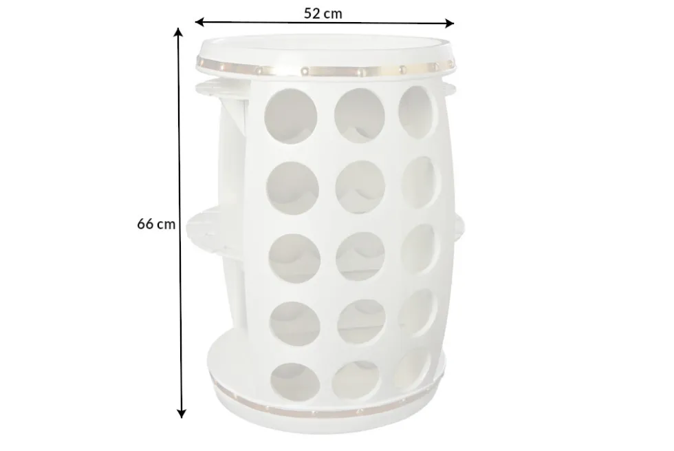 Design Weinfass BODEGA WHITE 70cm weiß gold Pinie Flaschen Gläseraufhängung