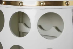 Design Weinfass BODEGA WHITE 70cm weiß gold Pinie Flaschen Gläseraufhängung