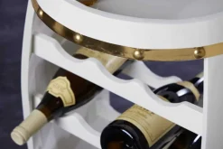 Design Weinfass BODEGA WHITE 65cm weiß gold Pinie Flaschenregal 14 Flaschen