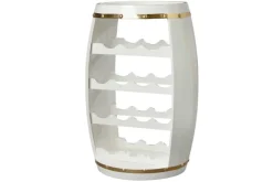 Design Weinfass BODEGA WHITE 65cm weiß gold Pinie Flaschenregal 14 Flaschen