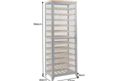 Design Weinschrank BODEGA 185cm natur schwarz Tannenholz Metall Flaschenregal