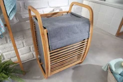Design Wäschekorb LAGOON SPA 60cm grau Bambusholz Wäschesammler Badmöbel
