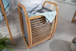 Design Wäschekorb LAGOON SPA 60cm grau Bambusholz Wäschesammler Badmöbel