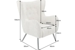 Design XL Sessel AMSTERDAM greige Bouclé schwarze Metallbeine Retro Stil