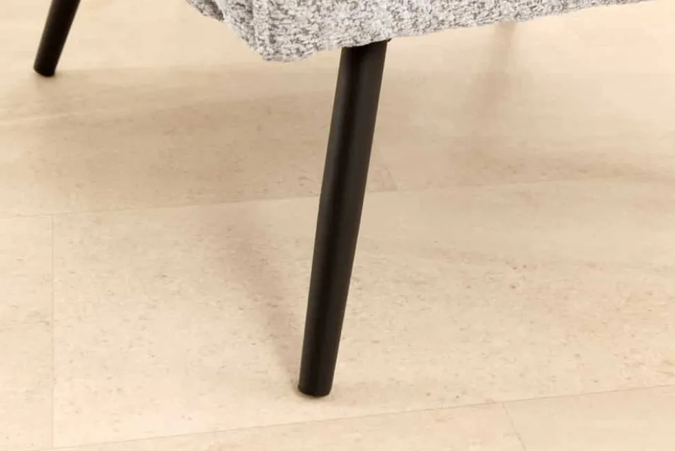 Design XL Sessel AMSTERDAM greige Bouclé schwarze Metallbeine Retro Stil