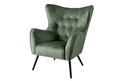Design XL Sessel AMSTERDAM grün Samt schwarze Metallbeine Retro Stil