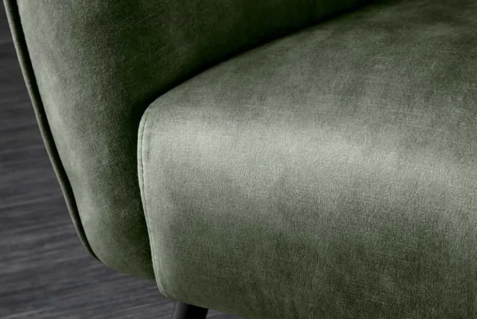 Design XL Sessel AMSTERDAM grün Samt schwarze Metallbeine Retro Stil
