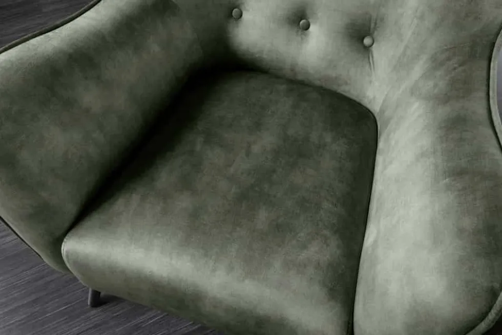 Design XL Sessel AMSTERDAM grün Samt schwarze Metallbeine Retro Stil